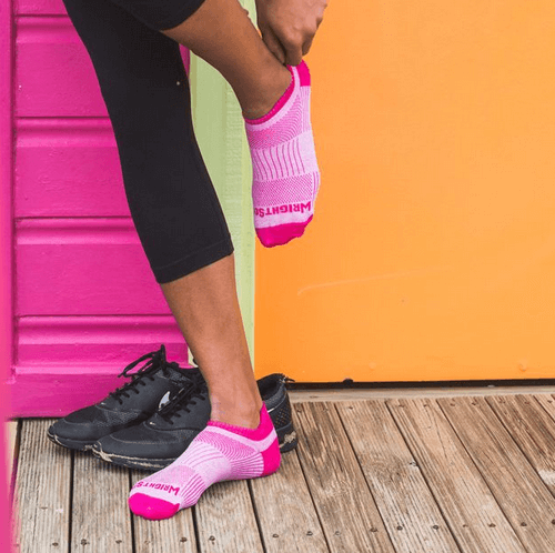 A woman wearing double-lined running socks