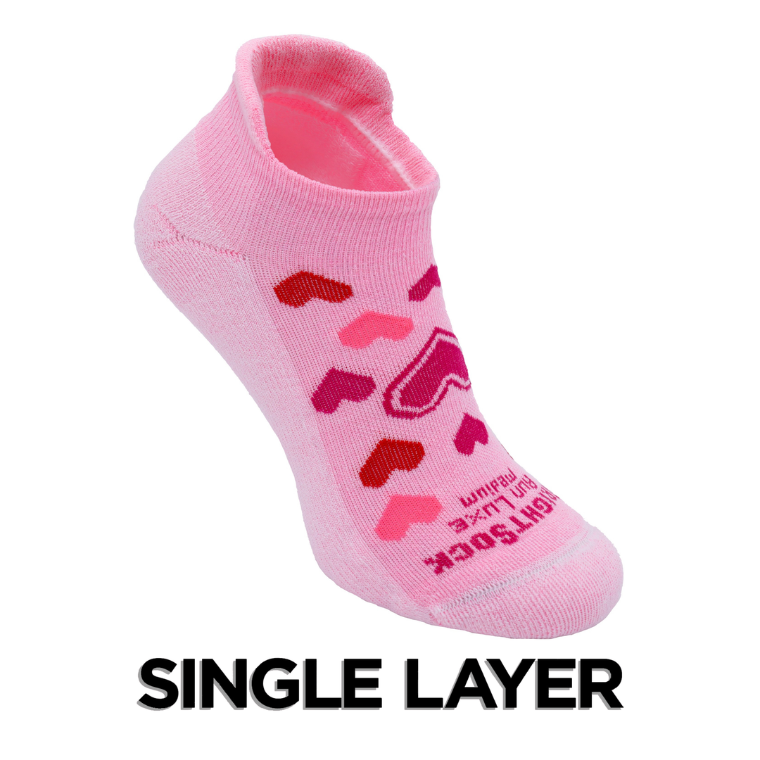 Run Luxe, Single Layer, Tab, Valentines Hearts Socks.