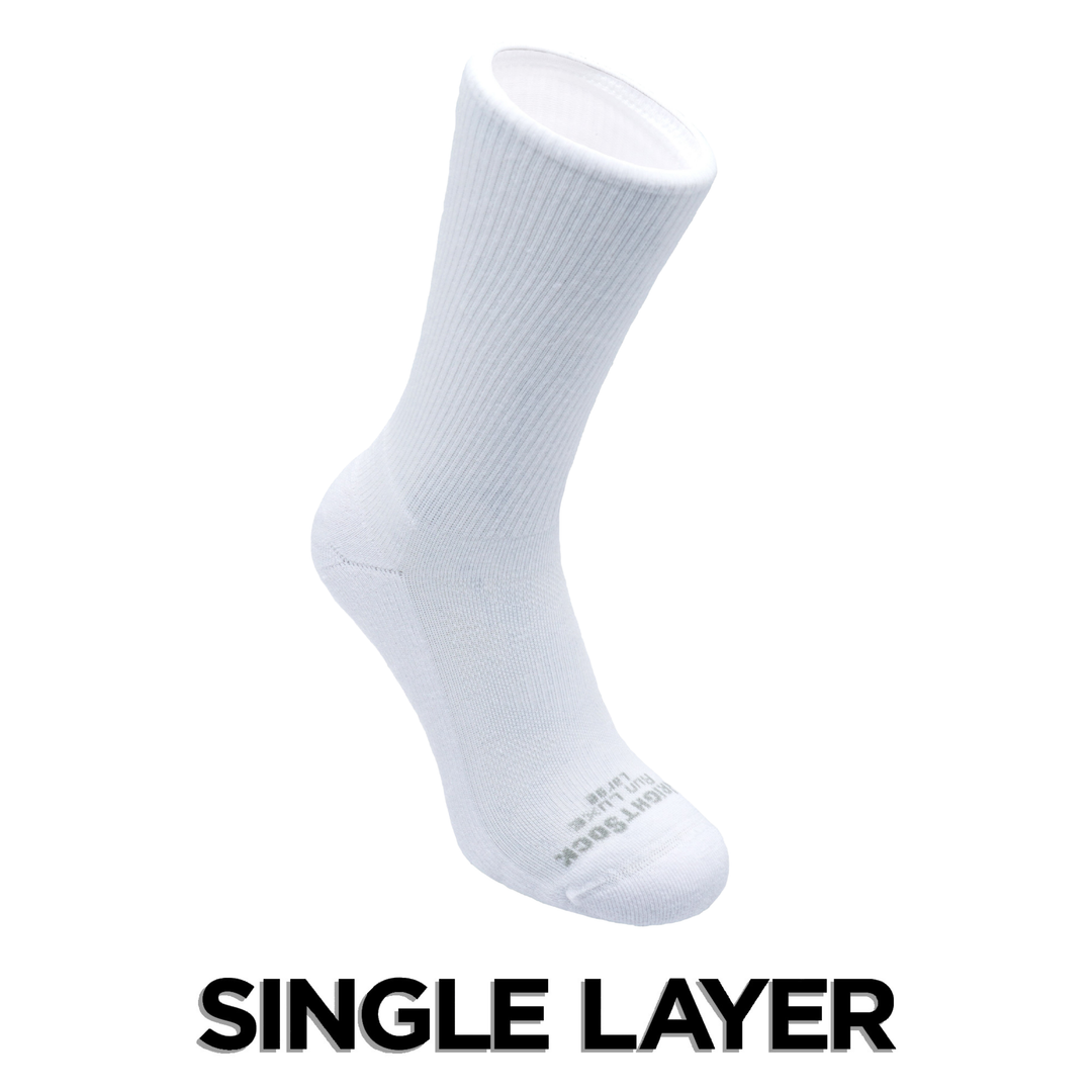 Cover image for Run Luxe, Crew length, White socks.