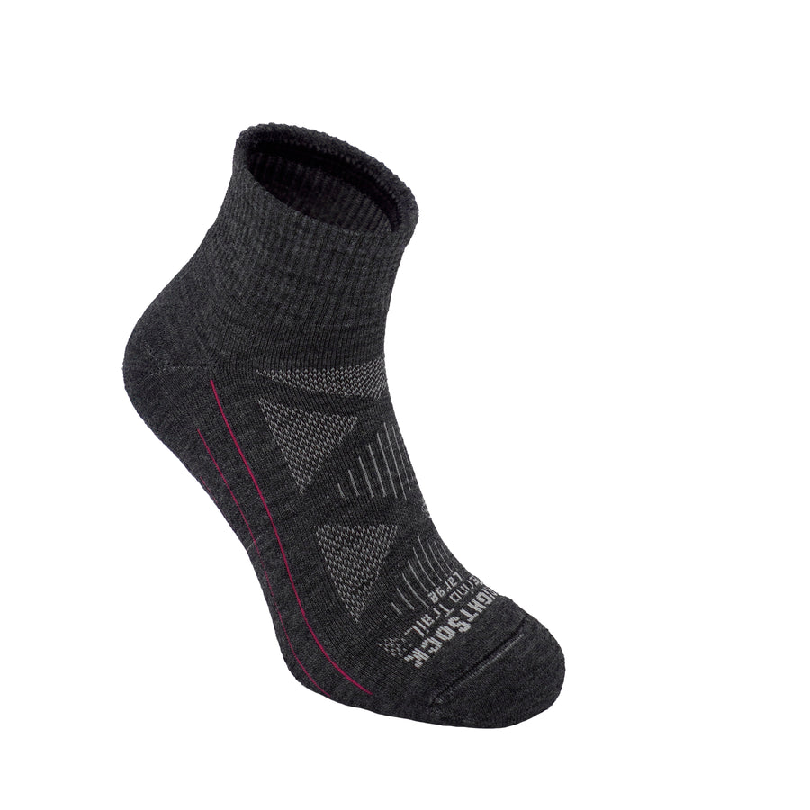 Quarter, White/Grey, Merino Trail, sock.