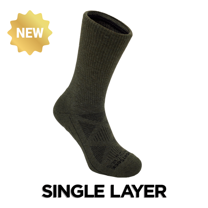 Merino Trail, Crew Length, Military Green.