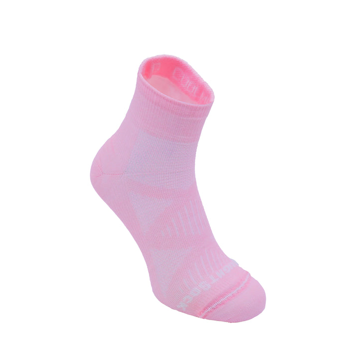 CoolMesh two Cushion style, Quarter height, light pink sock with white accents.