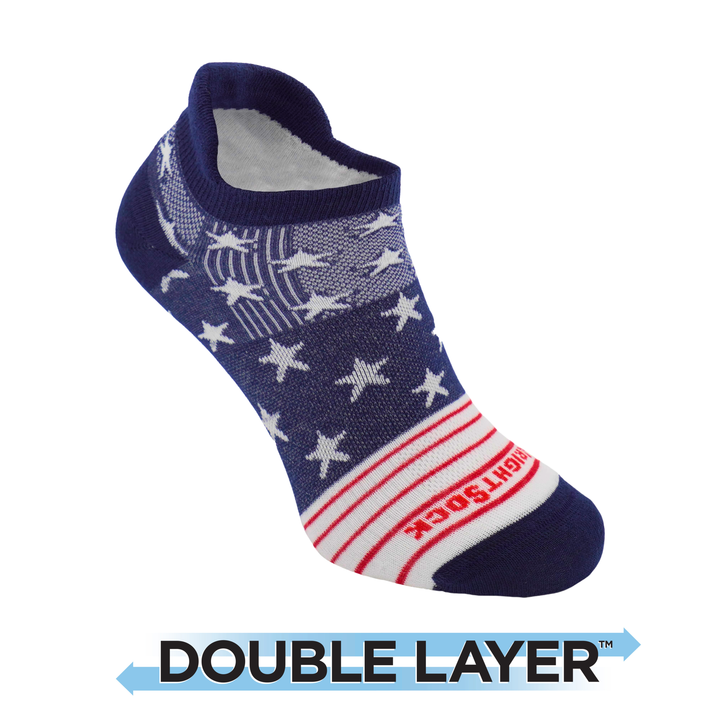Run, Double Layer, Tab, Stars and Stripes socks.
