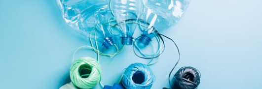 Recycled polyester yarn used anti-chafing socks  beside plastic bottles