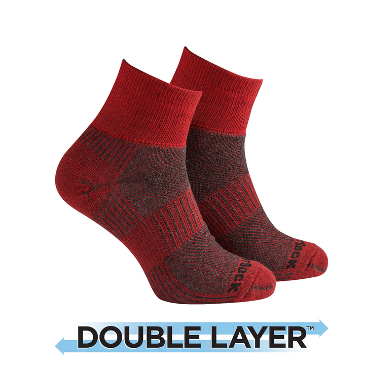 Lite Hike, Double Layer, Quarter, Red Black socks.