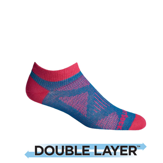 Womens CoolMesh, Double Layer, Lo Quarter, Turquoise Fuchsia socks.