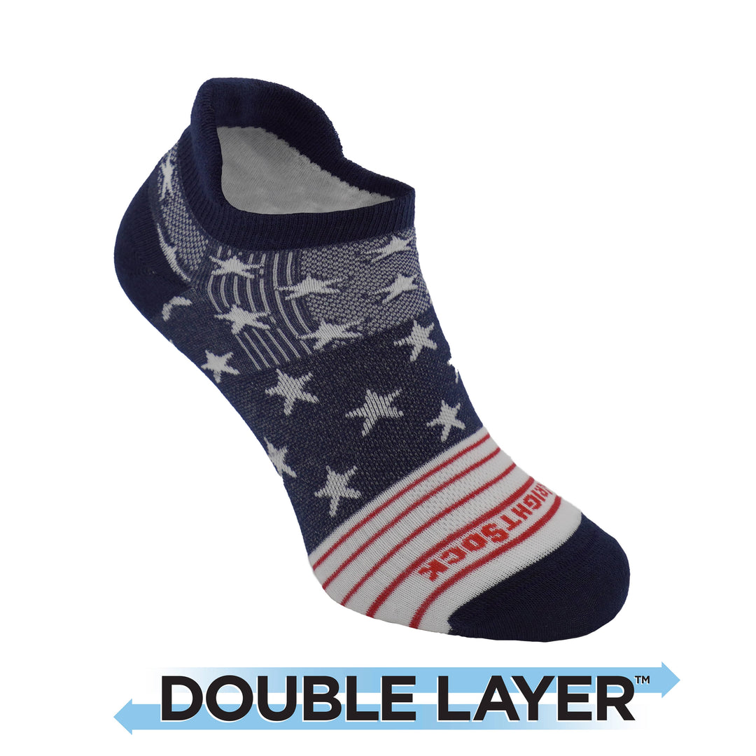 Run, Double Layer, Tab, Stars and Stripes socks.