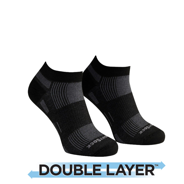 Run, Double Layer, Lo Quarter, Black socks.