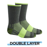 Kids Escape, Double Layer, Crew, Grey Yellow socks.
